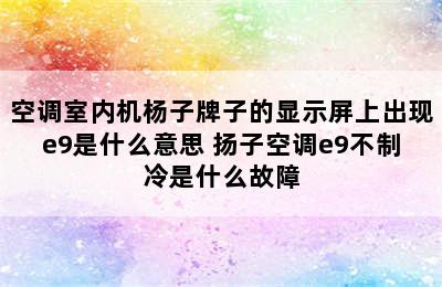 空调室内机杨子牌子的显示屏上出现e9是什么意思 扬子空调e9不制冷是什么故障